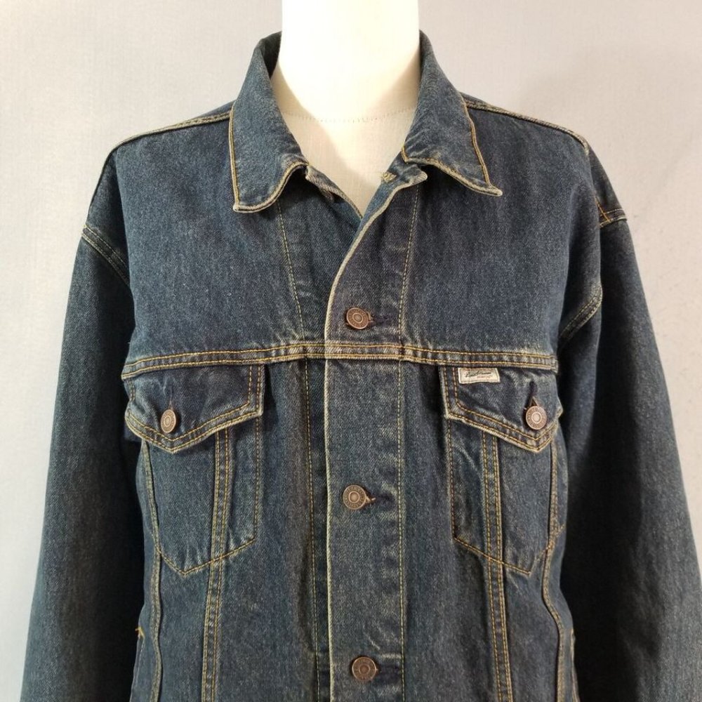 Levi's Signature Jacket men's XL extra Large blue denim trucker cotton retro - Picture 2 of 9